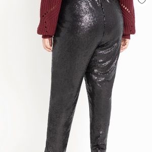 ELOQUII Black Sequin Joggers